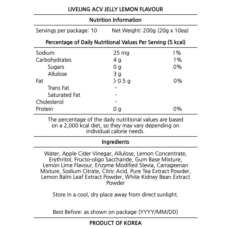 Liveling ACV Jelly - Lemon (20g x 10ea)